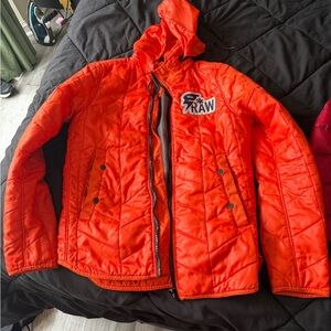 G-Star Orange Quilted Lightweight Hooded Jacket